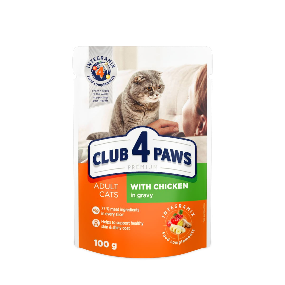 CLUB 4 PAWS Premium, Pui, hrană umedă pisici, (în sos) CLUB 4 PAWS Premium, Pasăre, plic hrană umedă pisici, (în sos), 100g - poza 3