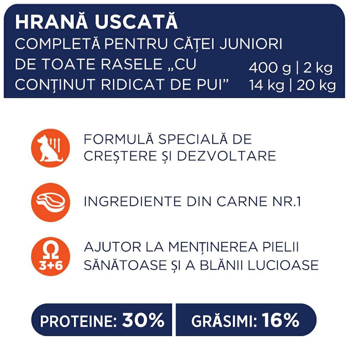 CLUB 4 PAWS Premium Puppy, Pui, hrană uscată câini junior CLUB 4 PAWS Premium Puppies All Breeds, XS-XL, Pui, hrană uscată câini junior, 2kg - poza 5