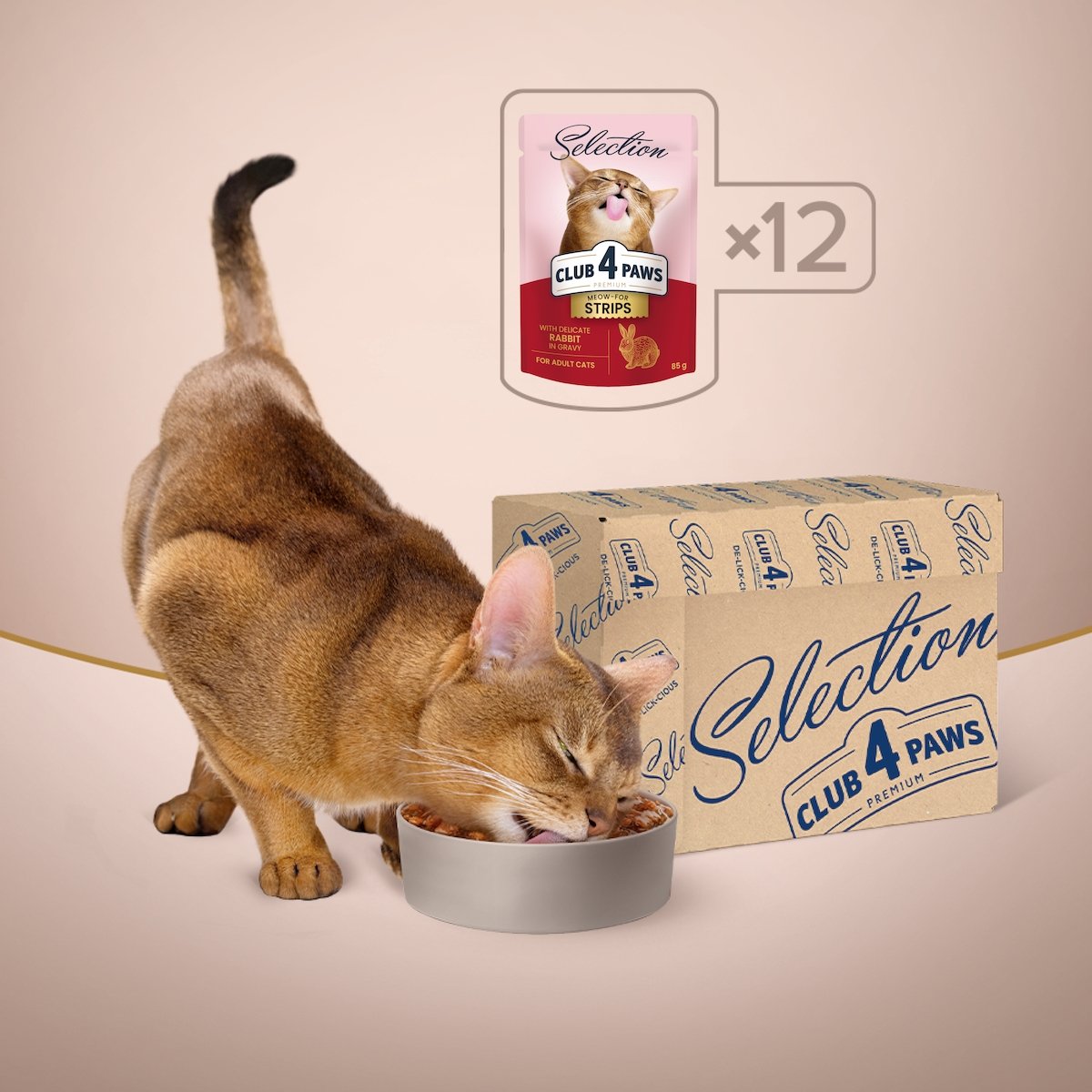 CLUB 4 PAWS Premium Selection Stripsuri, Iepure, plic hrană umedă pisici, (în sos), 85g - poza 5