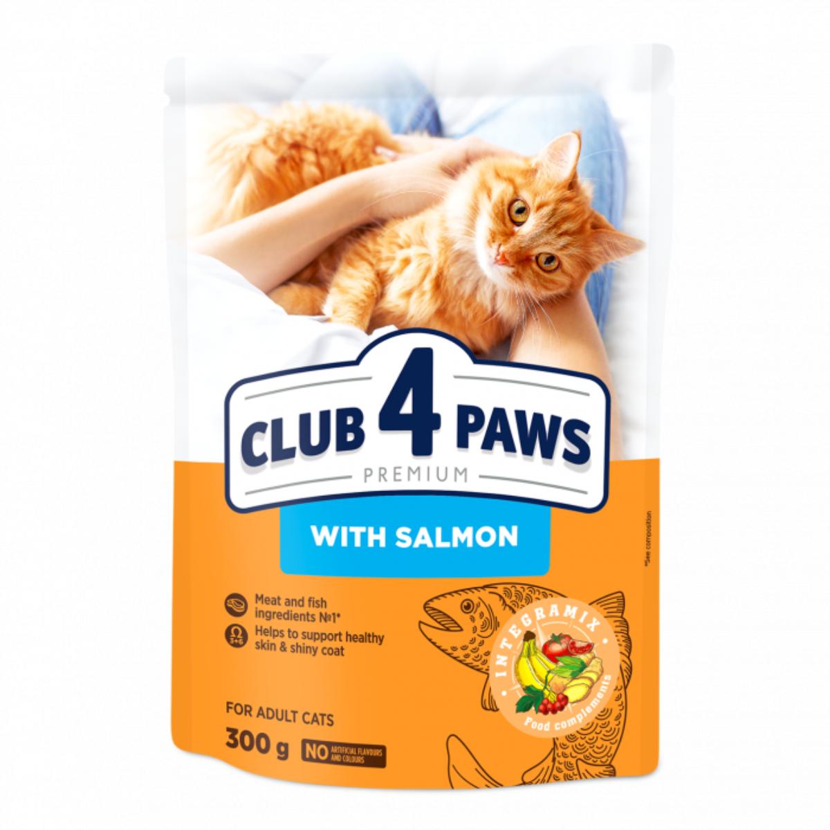CLUB 4 PAWS Premium, Somon, hrană uscată pisici, 300g - poza 1