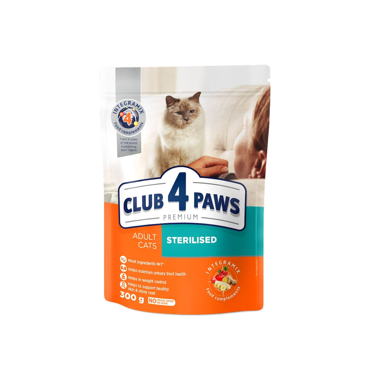 CLUB 4 PAWS Premium Sterilised, Pui, hrană uscată pisici sterilizate, 300g - poza 1