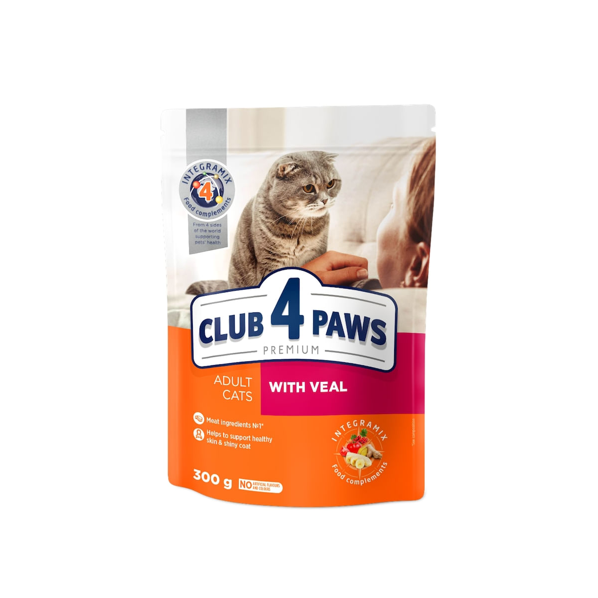 CLUB 4 PAWS Premium, Vită, hrană uscată pisici, 300g - poza 1