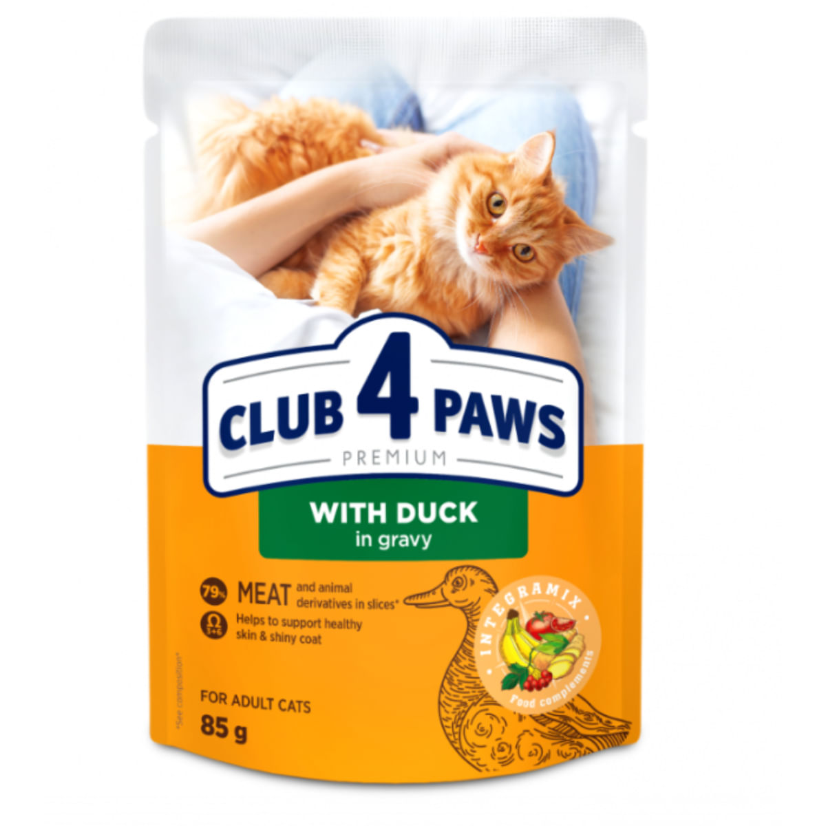 CLUB 4 PAWS, Rață, plic hrană umedă pisici, (în sos), bax, 85g x 24buc - poza 1