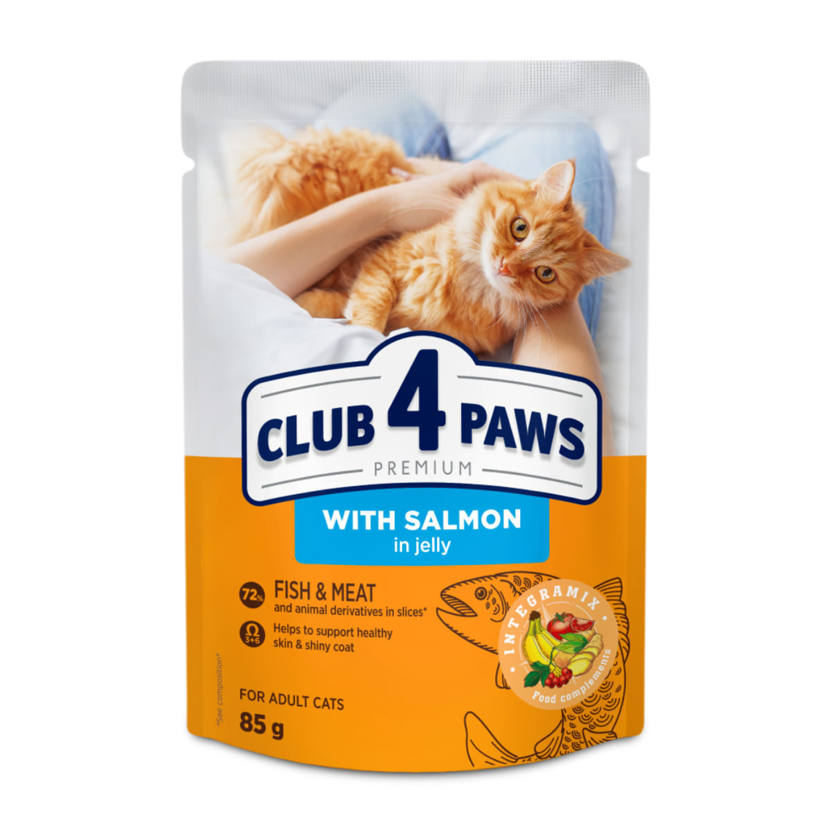 CLUB 4 PAWS, Somon, plic hrană umedă pisici, (în aspic), 85g - poza 1