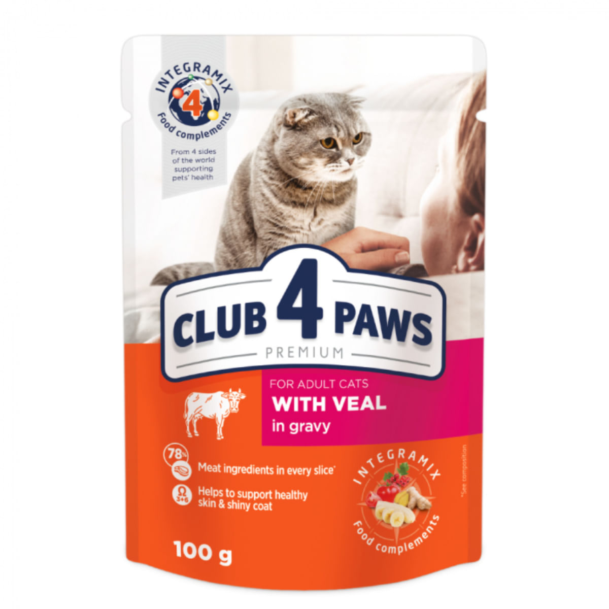 CLUB 4 PAWS, Vită, plic hrană umedă pisici, (în sos), bax, 85g x 24buc - poza 2
