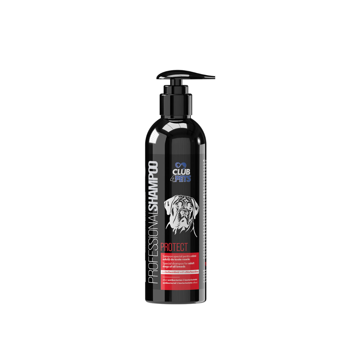 CLUB 4 PETS Profesional Protect, șampon câini, antibacterian, anti-mâncărime, flacon cu aplicator, 250ml - poza 1