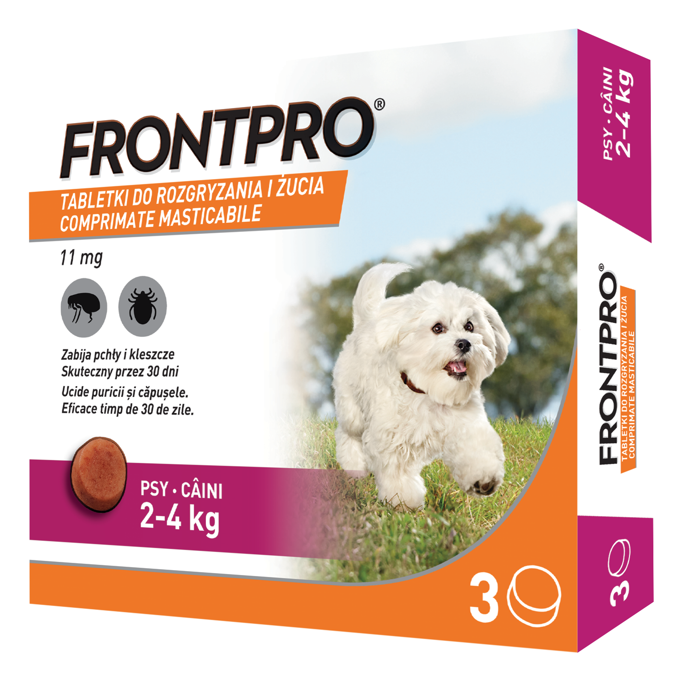 Comprimate masticabile antiparazitare caini, Frontpro S, 11.3 mg, 2-4 kg, 3 buc/ cutie