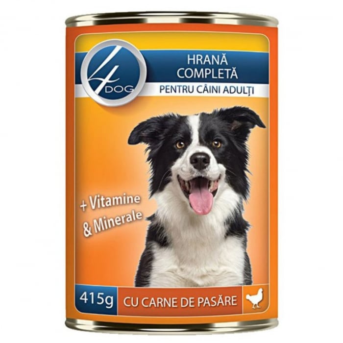 Conserva pentru caini 4Dog cu pui 415 gr