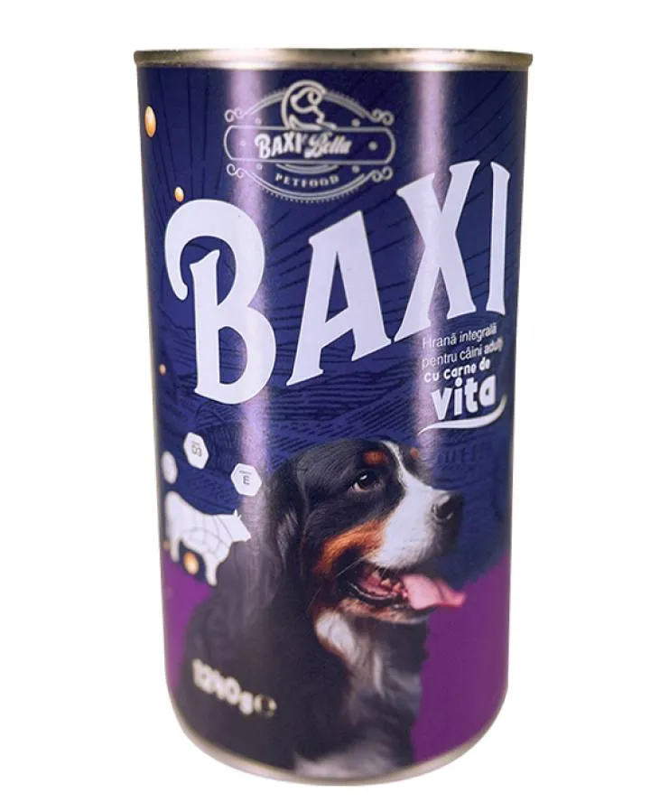 Conserva pentru caini Baxi cu vita 1240 gr