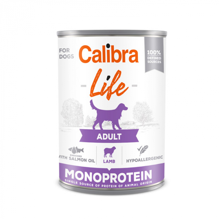 Conserva pentru caini Calibra Dog Life Adult cu miel 400 gr