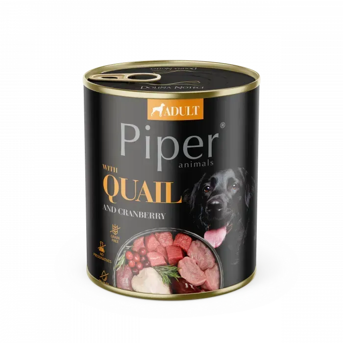 Conserva pentru caini Piper Adult cu prepelita merisoare 800 gr