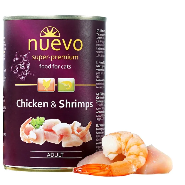 Conserva pentru pisici Nuevo cu pui creveti 400 gr