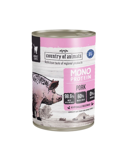 COUNTRY OF ANIMALS hrană umedă monoproteică cu porc pentru pisici 400 g