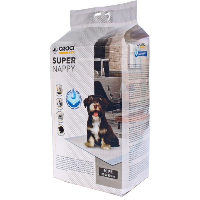 Covorase absorbante pentru caini Croci Super Nappy, 60 x 90 cm, 50 bucati