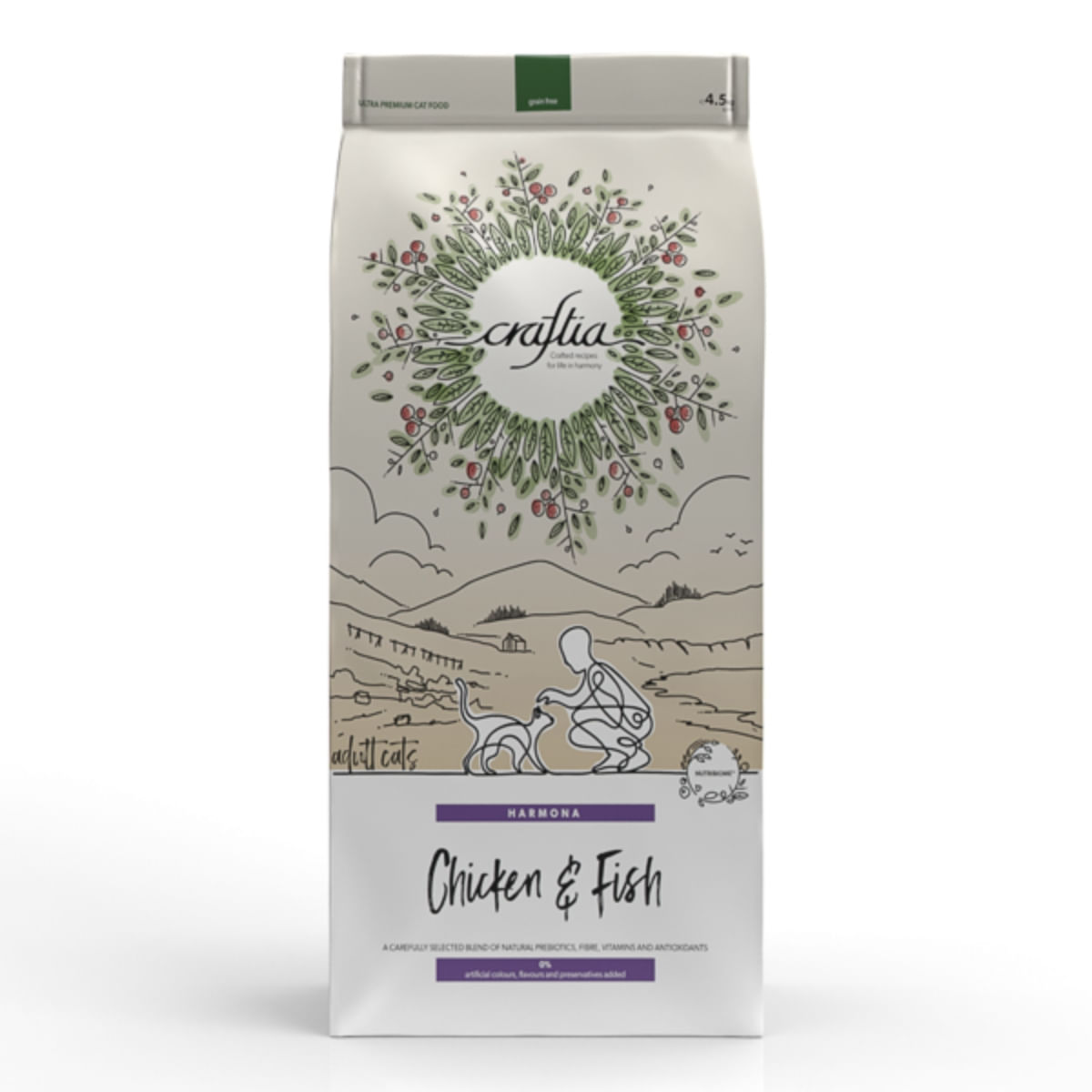 CRAFTIA Harmona, Pui și Pește, hrană uscată fără cereale pisici, 4.5kg - poza 1