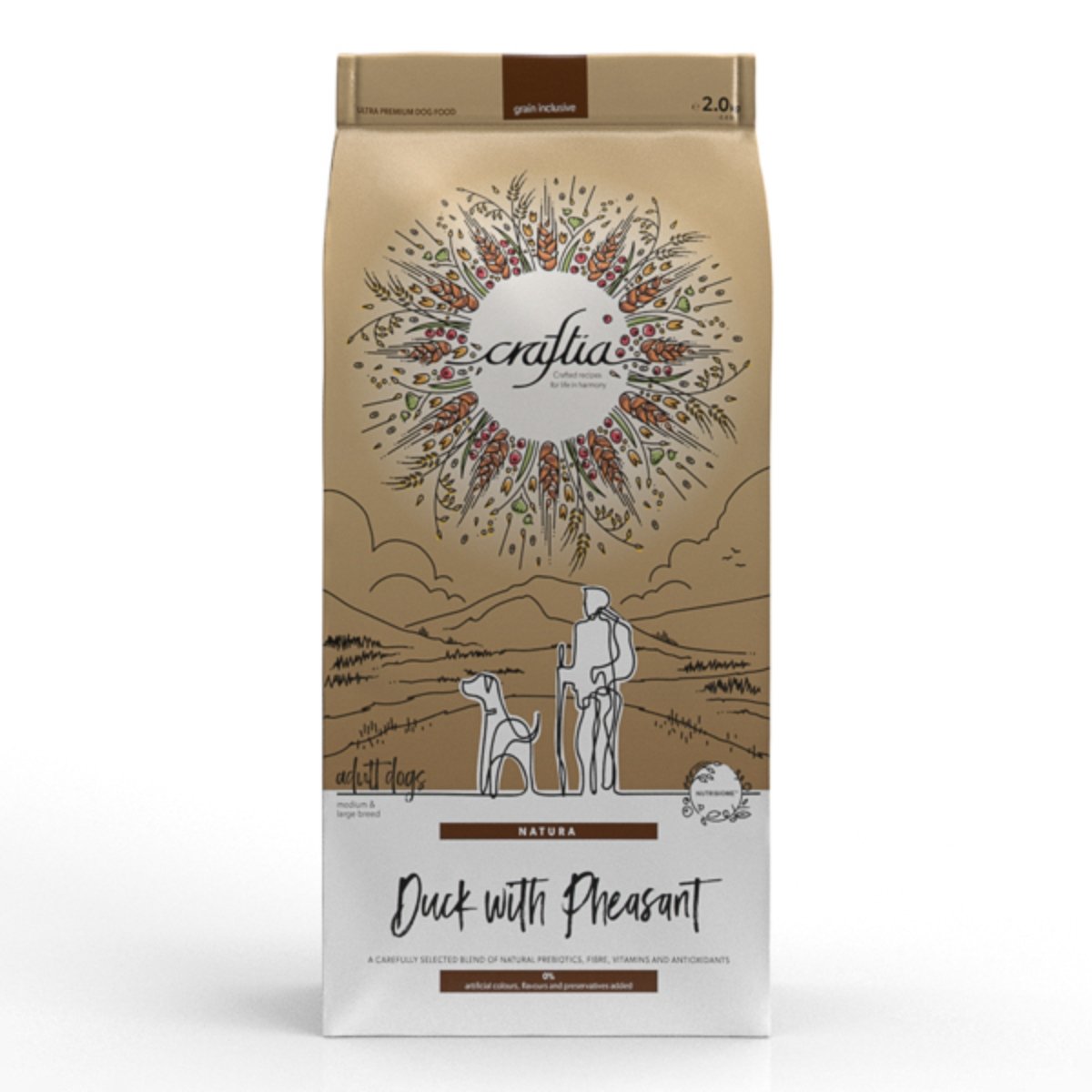 CRAFTIA Natura, M-XL, Rață și Fazan, hrană uscată câini, 2kg - poza 1