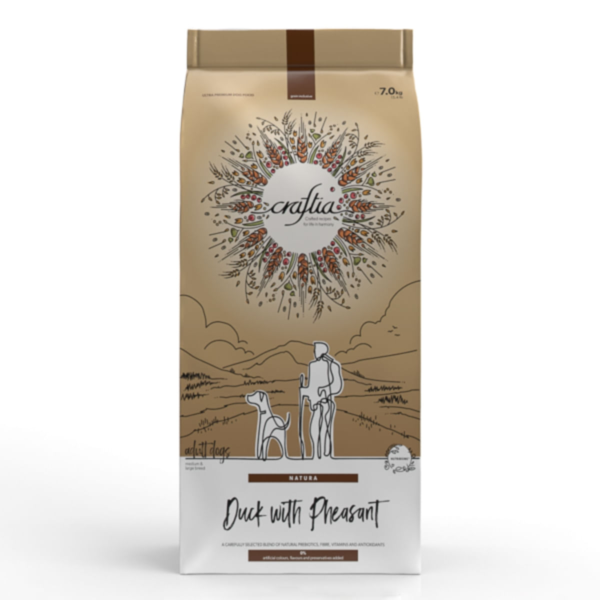 CRAFTIA Natura, M-XL, Rață și Fazan, hrană uscată câini, 7kg - poza 1
