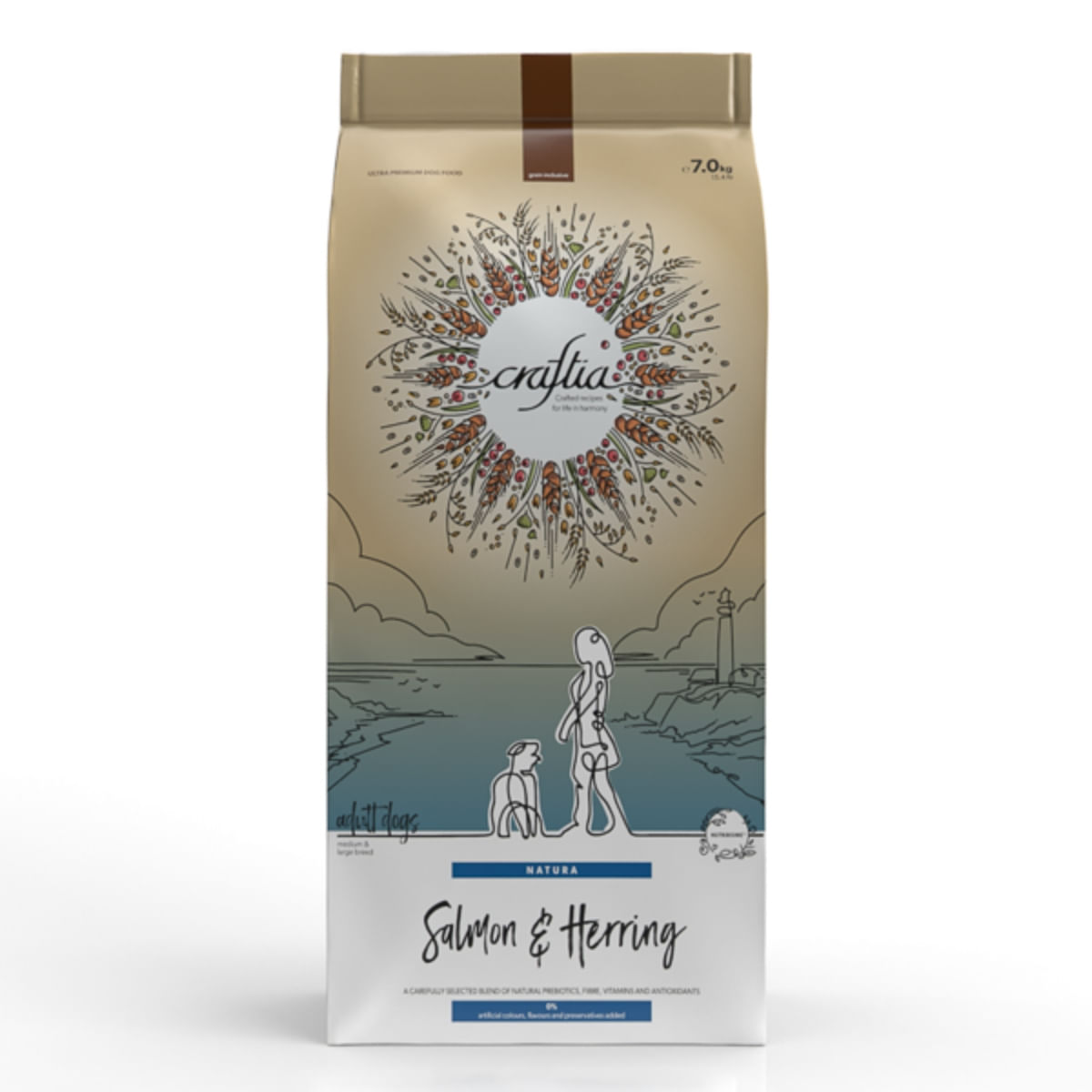 CRAFTIA Natura, M-XL, Somon și Hering, hrană uscată câini, 7kg - poza 1