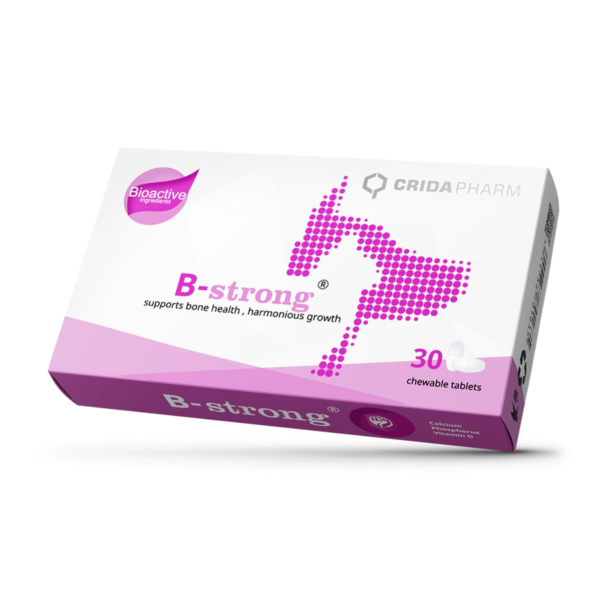 CRIDA PHARM B-Strong, supliment sistem osos câini, comprimate masticabile CRIDA PHARM B-Strong, XS-XL, supliment sistem osos câini și pisici, cutie, 30 comprimate masticabile - poza 1