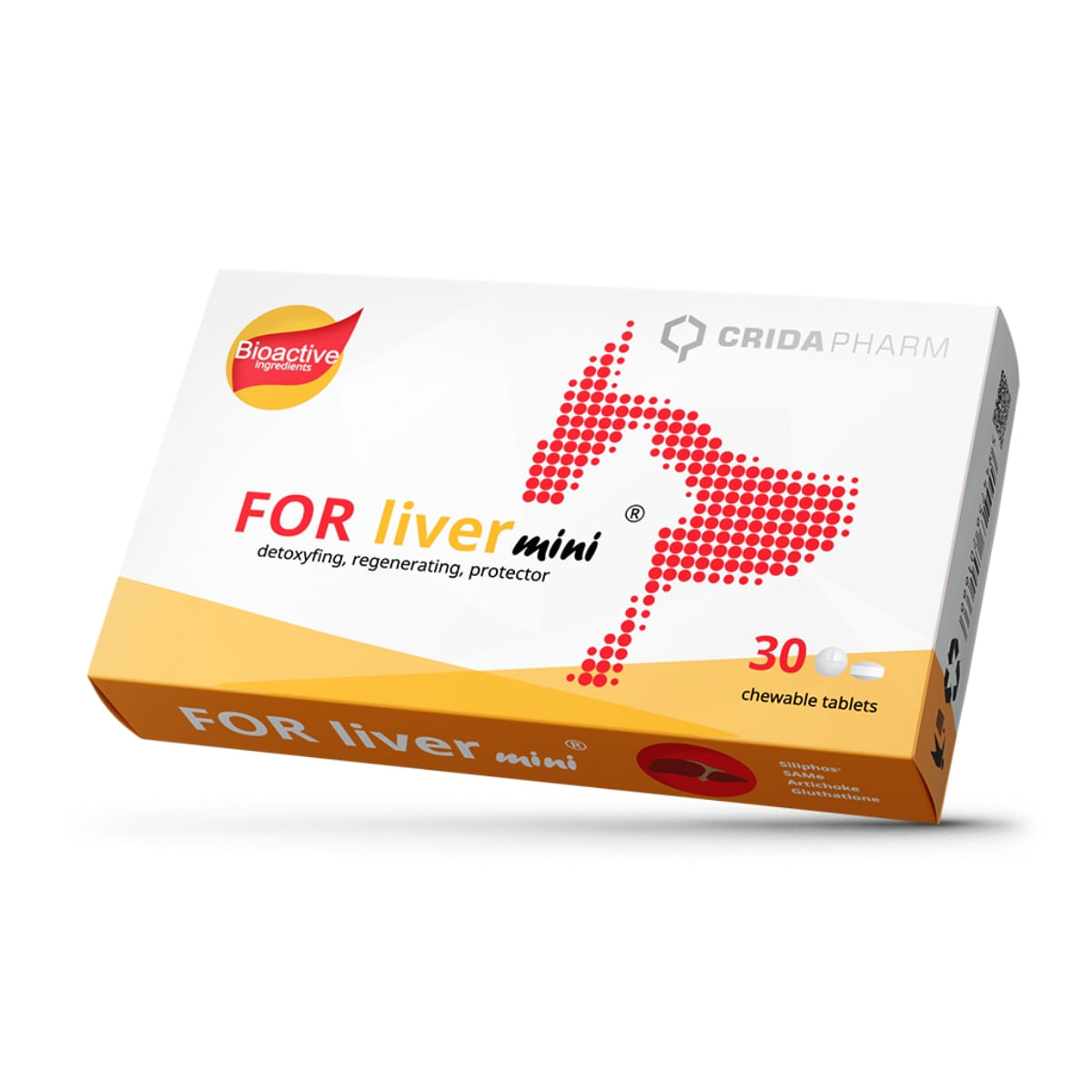 CRIDA PHARM For Liver Mini, supliment sistem hepatic câini, comprimate masticabile CRIDA PHARM For Liver Mini, XS-XL, supliment sistem hepatic câini și pisici, cutie, 30 comprimate masticabile - poza 2