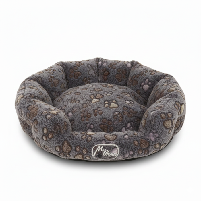 Culcus oval pentru caini My Home, 57 cm, Gri