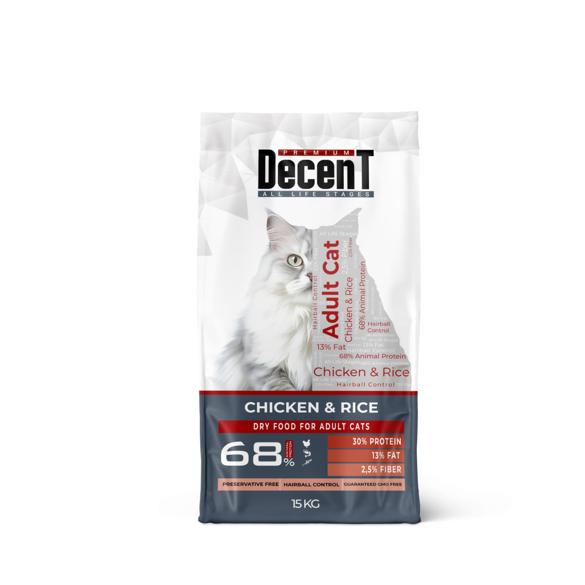 DECENT Hairball Care, Pui, hrană uscată pisici, limitarea ghemurilor de blană, 15kg - poza 1