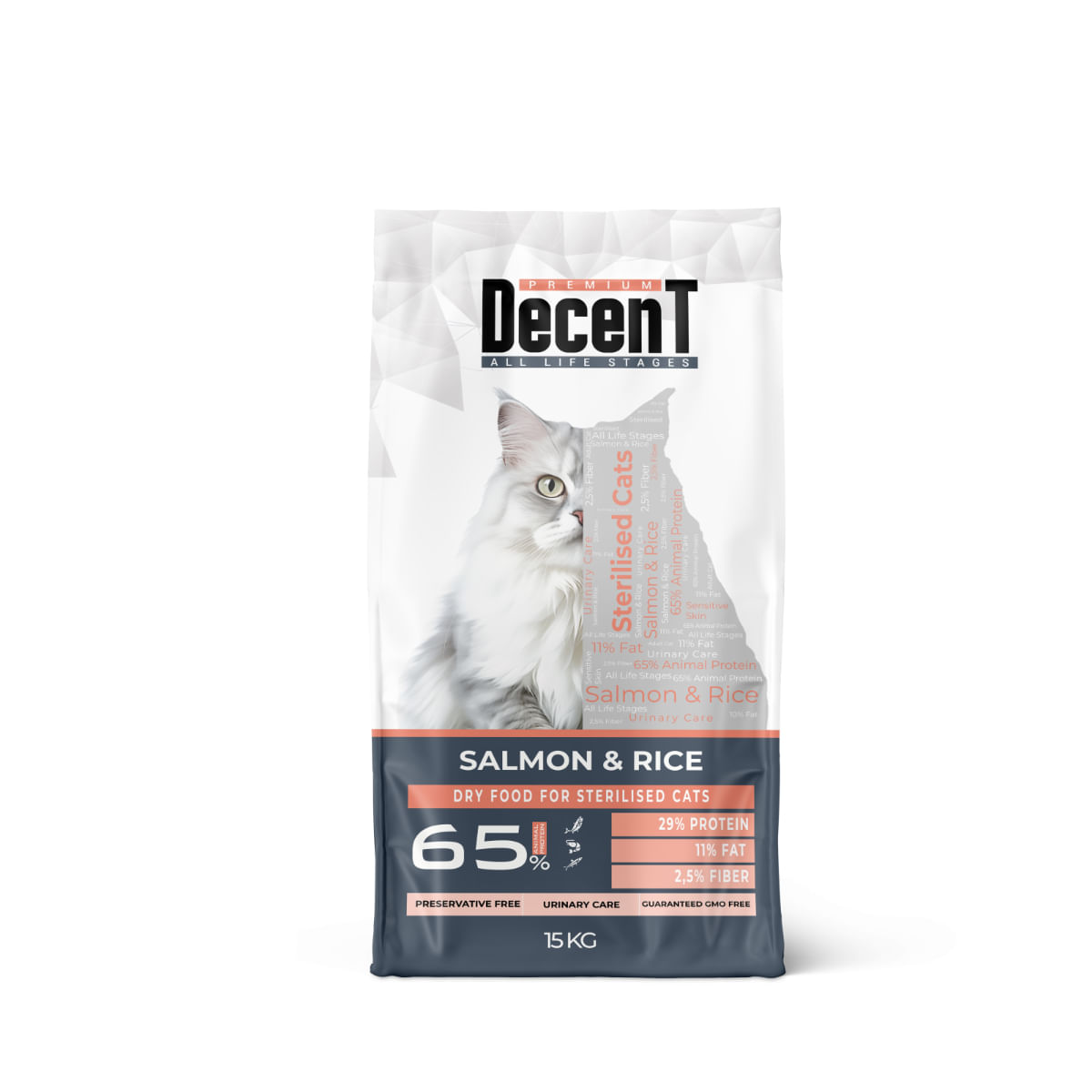 DECENT Sterilised Urinary Care, Somon și Orez, hrană uscată pisici sterilizate, sistem urinar, 15kg - poza 1