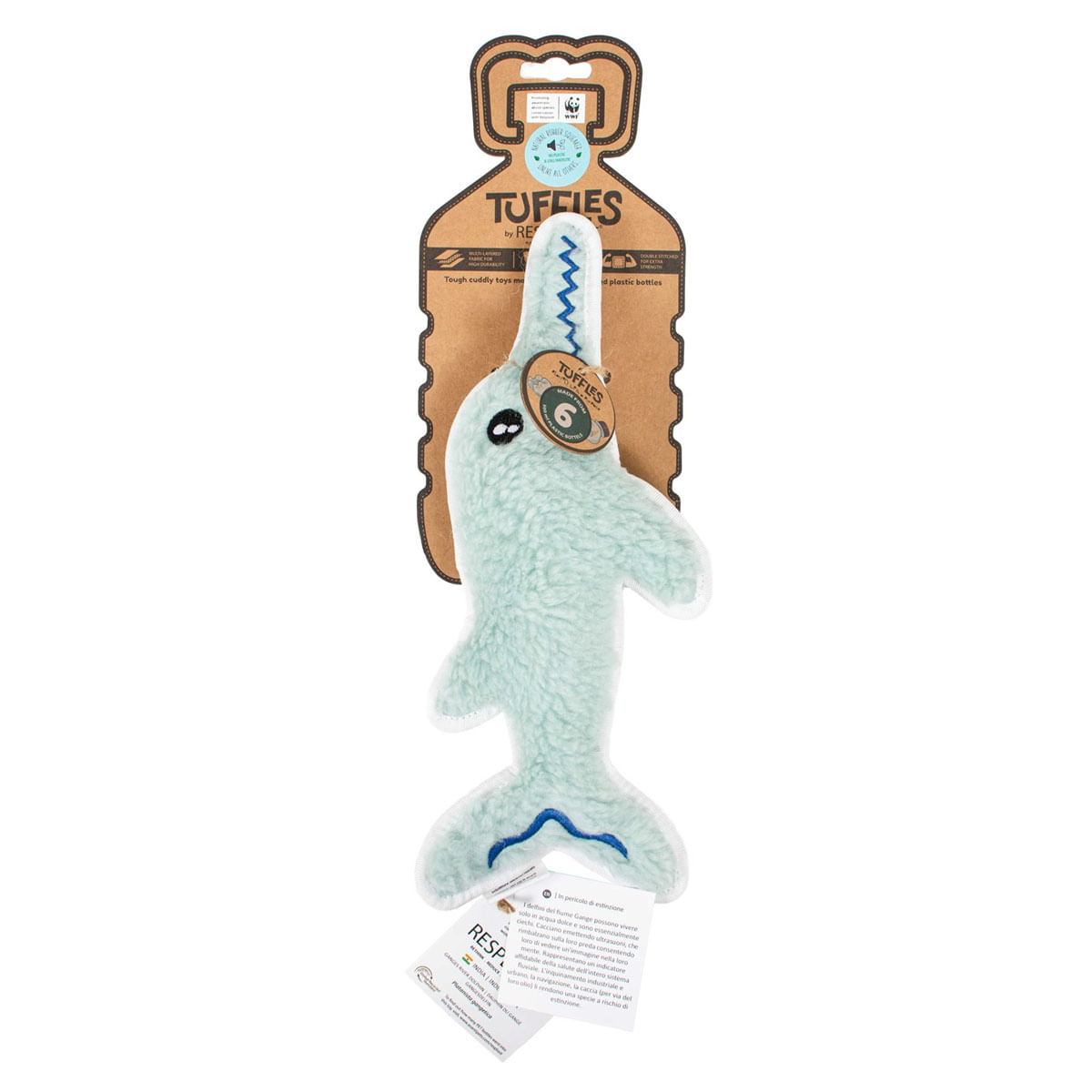 Delfin Tuffles WWF, Jucărie pentru caini, din materiale reciclate, 32 x 14 cm Delfin Tuffles WWF, Jucărie pentru caini, din materiale reciclate,32 x 14 cm - poza 2