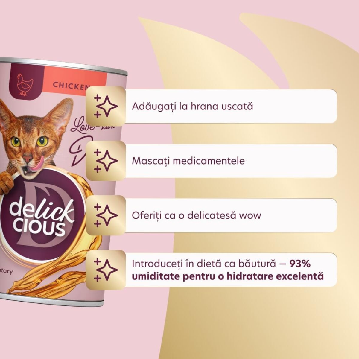 DELICKCIOUS Băutură, Pui, conservă recompense pisici, (topping), 140g - poza 3