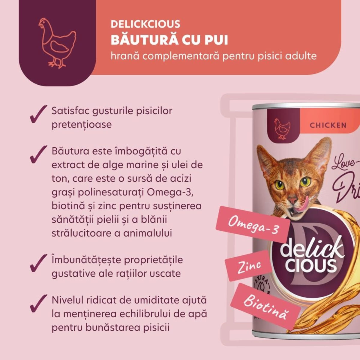 DELICKCIOUS Băutură, Pui, conservă recompense pisici, (topping), 140g - poza 5