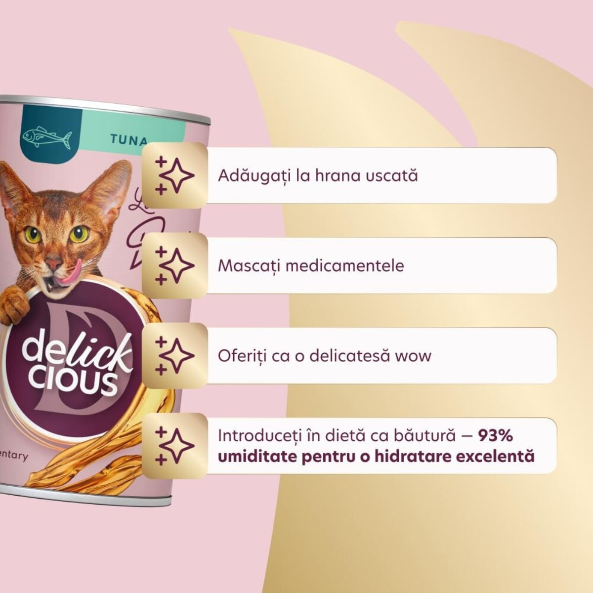 DELICKCIOUS Băutură, Ton, conservă recompense pisici, (topping), 140g - poza 3