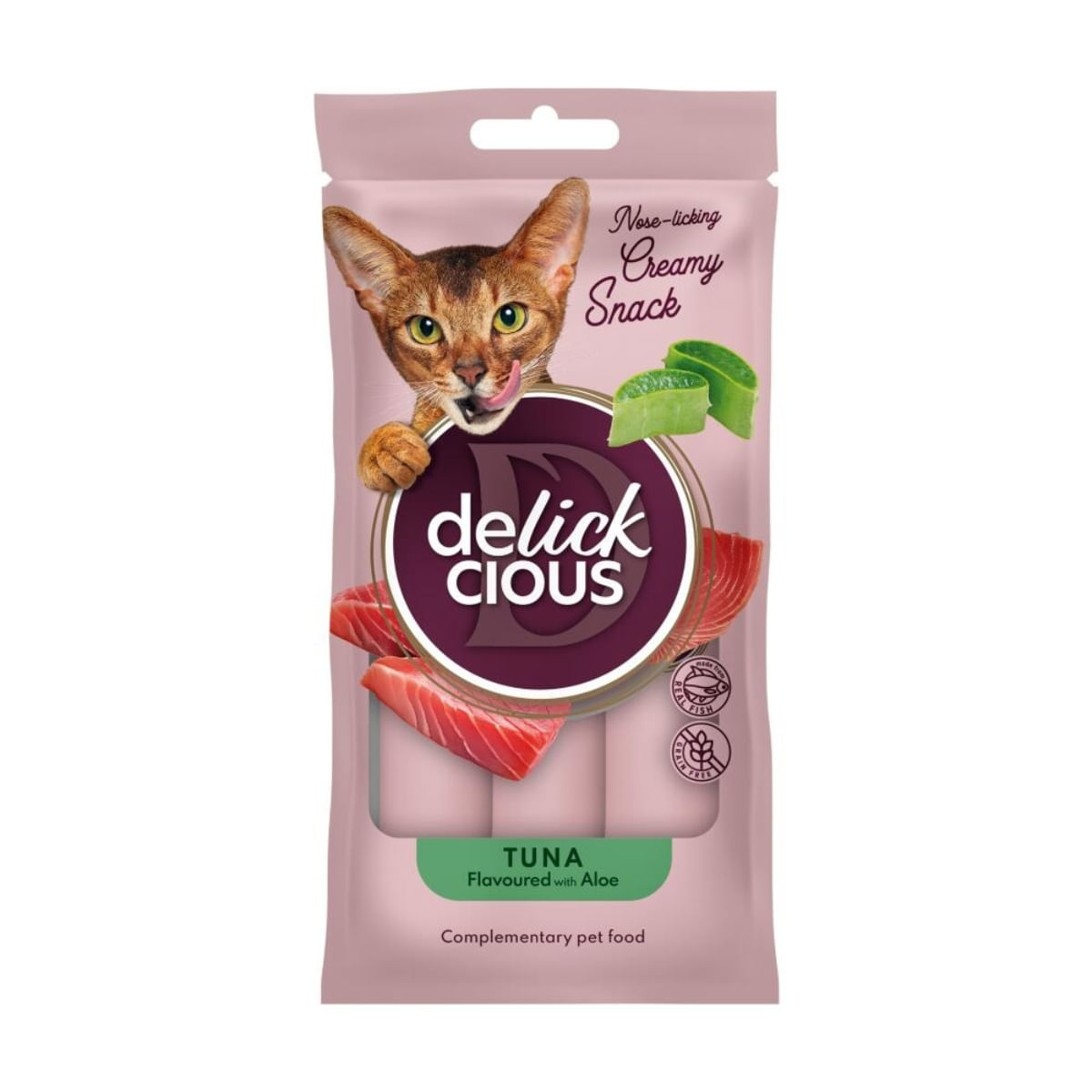 DELICKCIOUS Creamy Snack, Ton și Aloe Vera, plic recompense pisici, 60g - poza 2