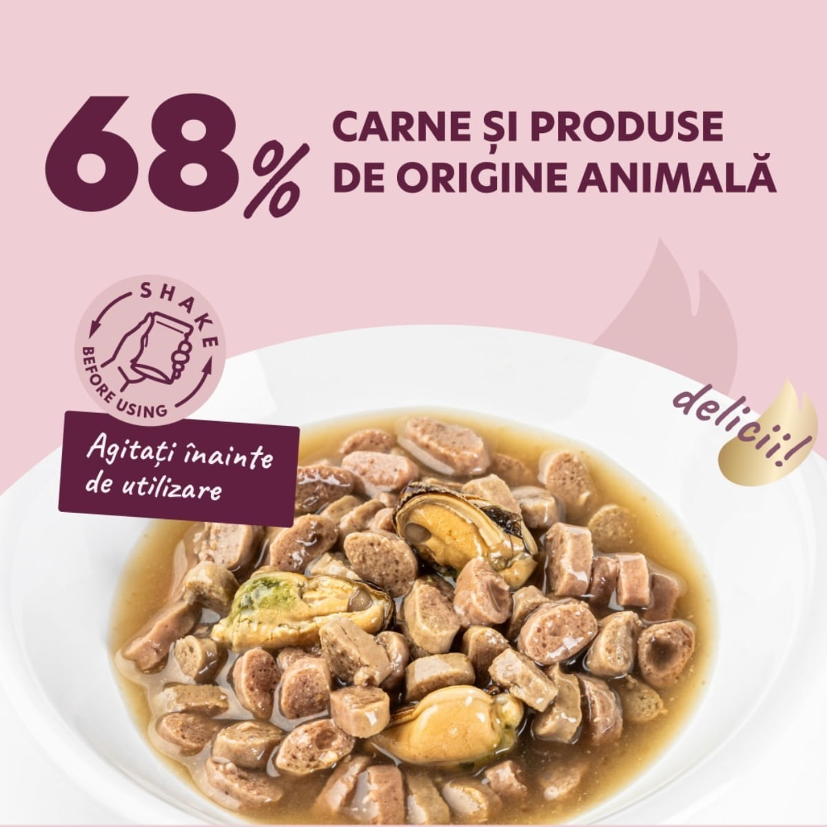 DELICKCIOUS Dinner, Somon și Midii, plic hrană umedă pisici, (în sos), 85g - poza 3