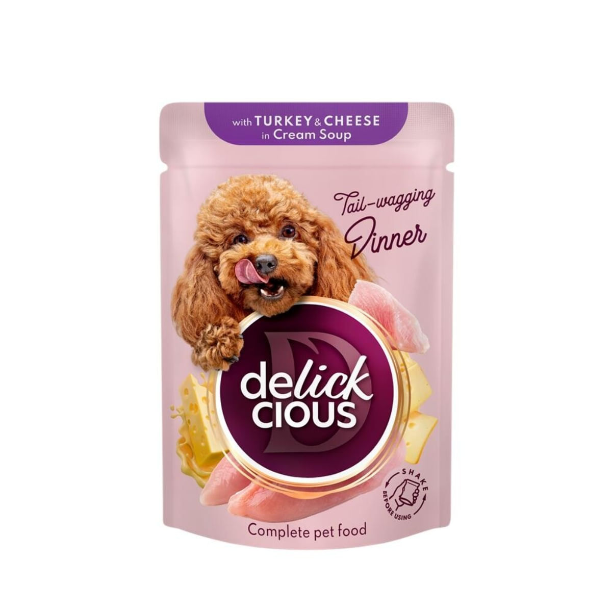 DELICKCIOUS Dinner, XS-S, Curcan și Brânză, plic hrană umedă câini, (în supă), 85g - poza 2