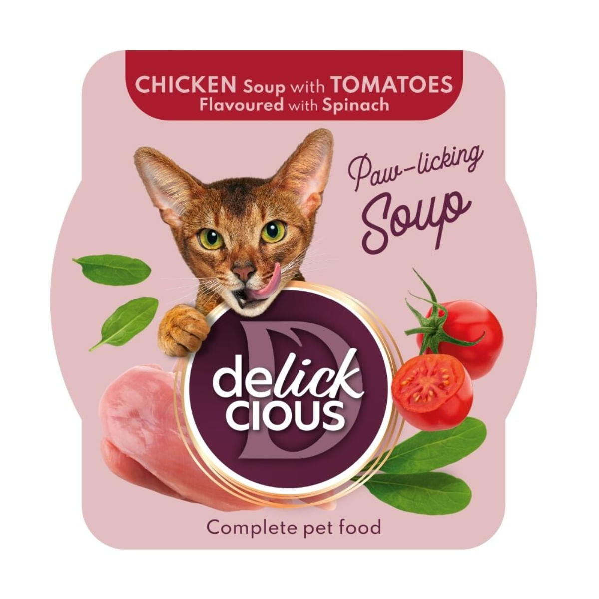 DELICKCIOUS Supă, Pui și Roșii, bol hrană umedă pisici, (în supă), 80g - poza 2