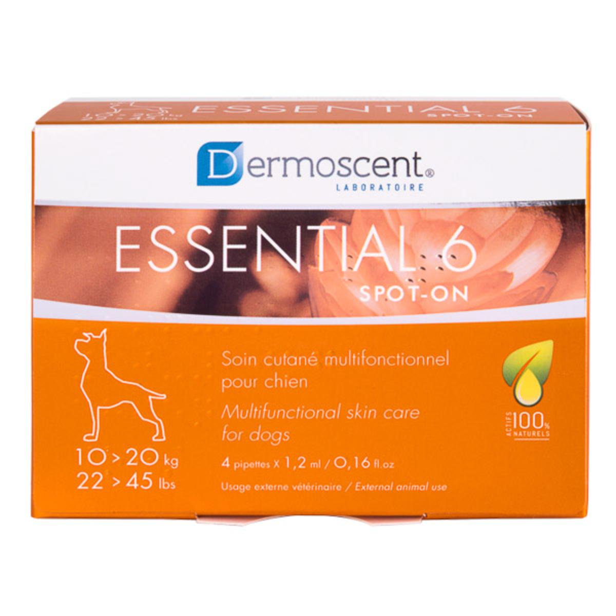 DERMOSCENT Essential 6, tratament adjuvant pipete câini, piele sensibilă, cutie DERMOSCENT Essential 6, S-M(10 - 20kg), tratament adjuvant pipete câini, piele sensibilă, cutie, 4buc - poza 1