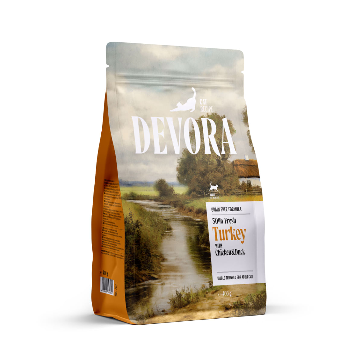 DEVORA, Curcan și Rață, hrană uscată fără cereale pisici, 400g - poza 1