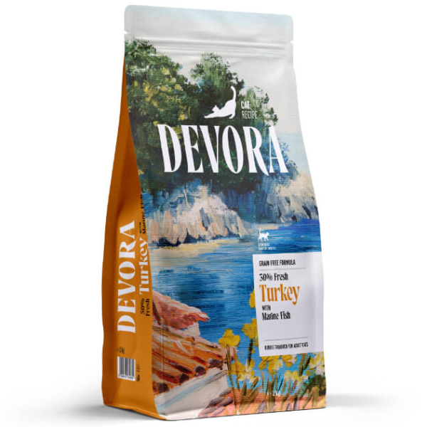 DEVORA GRAIN-FREE CAT ADULT STERILISED CURCAN SI HERING 2KG