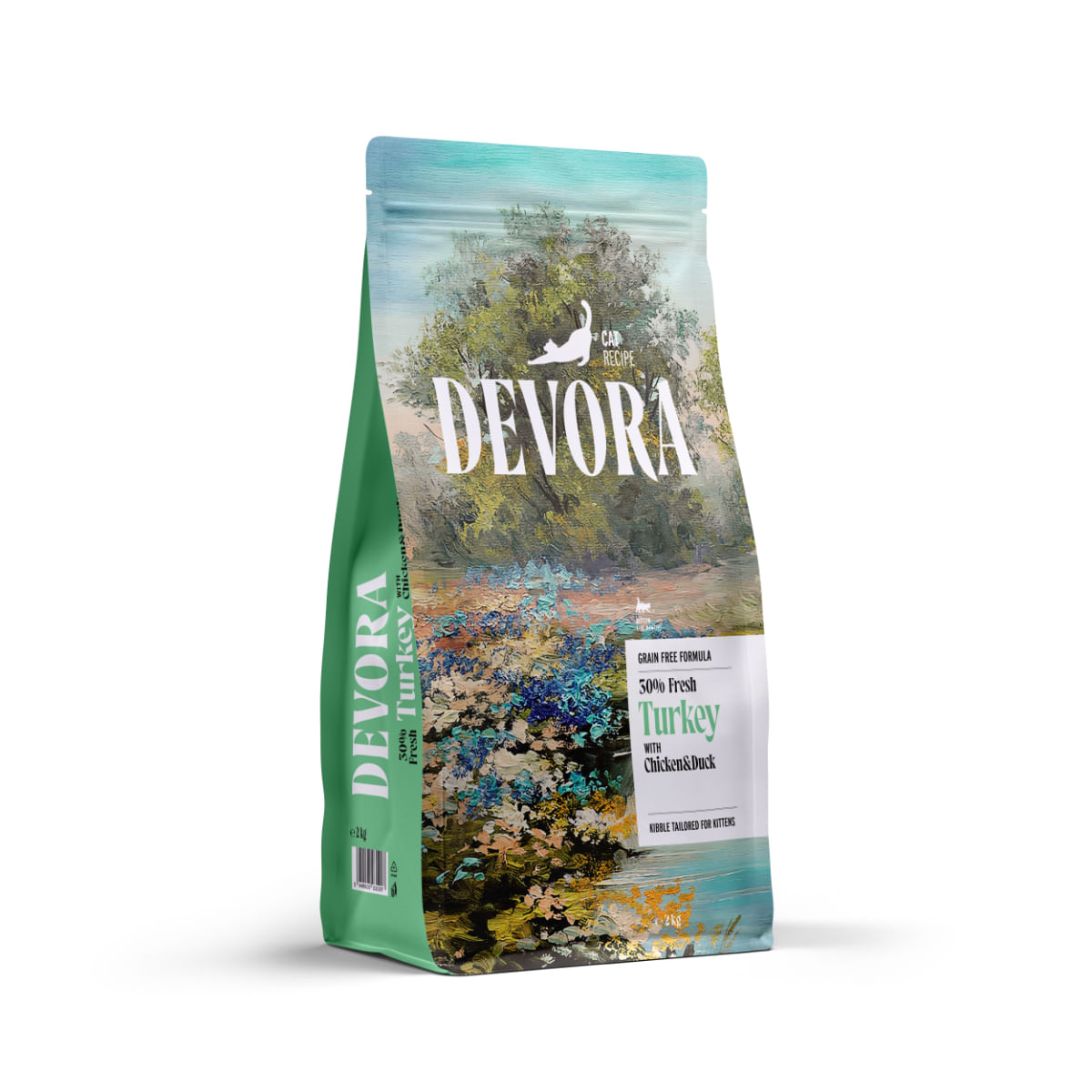 DEVORA Kitten, Curcan și Pui, hrană uscată fără cereale pisici junior, 2kg - poza 1