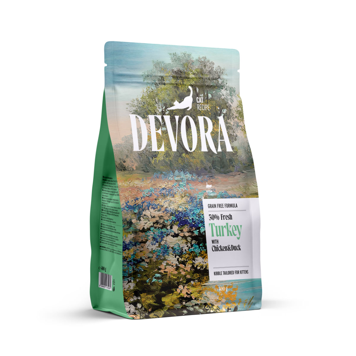 DEVORA Kitten, Curcan și Pui, hrană uscată fără cereale pisici junior, 400g - poza 1