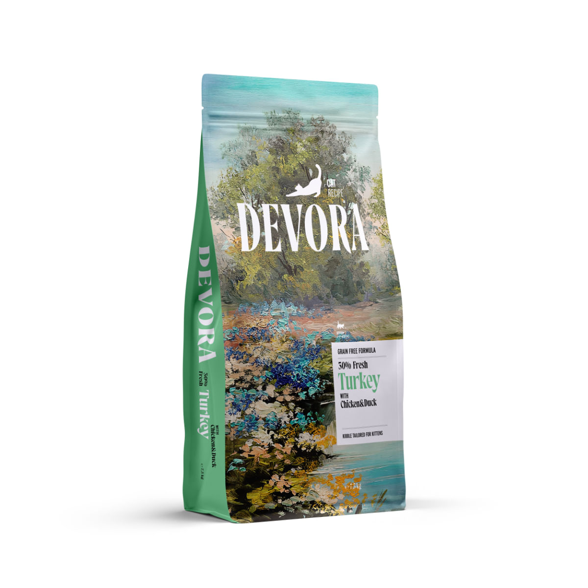 DEVORA Kitten, Curcan și Pui, hrană uscată fără cereale pisici junior, 7.5kg - poza 1