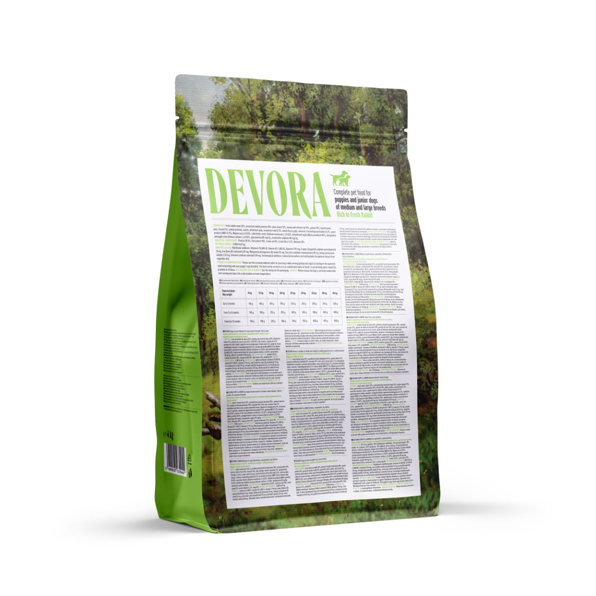 DEVORA Puppy Medium&Large, M-XL, Iepure, hrană uscată monoproteică fără cereale câini junior, 4kg - poza 3