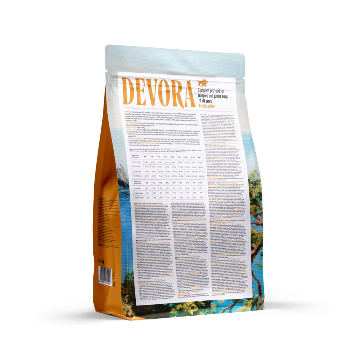 DEVORA Starter & Junior, XS-XL, Curcan și Hering, hrană uscată fără cereale câini junior, 4kg - poza 3
