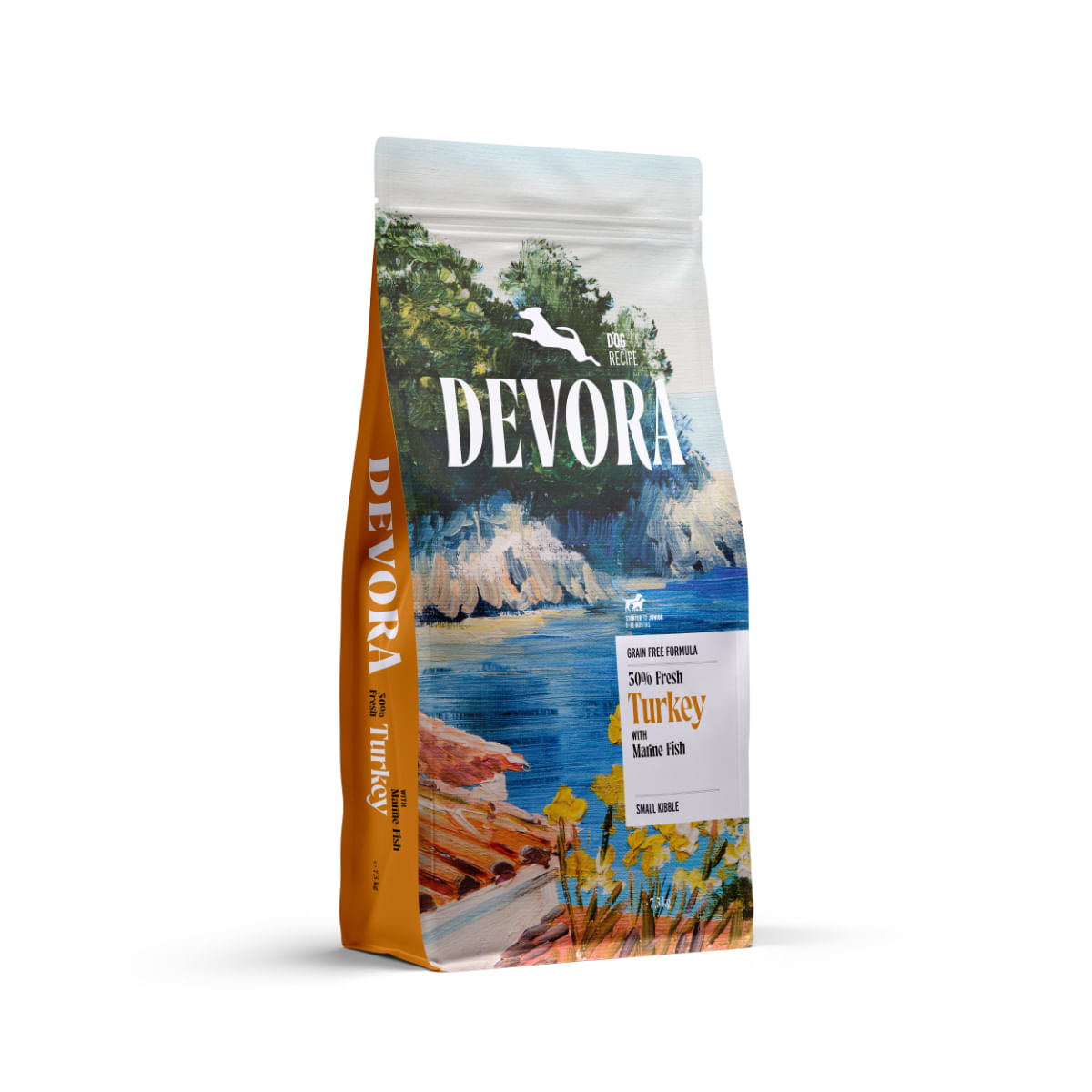 DEVORA Starter & Junior, XS-XL, Curcan și Hering, hrană uscată fără cereale câini junior, 7.5kg - poza 1