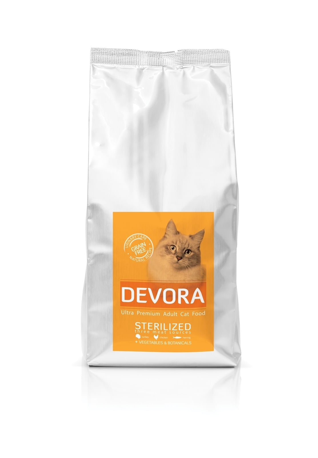 DEVORA Sterilised, Curcan și Pește, hrană uscată fără cereale pisici sterilizate Devora Cat Grain Free Sterilizat cu Curcan, Pui si Hering, 7.5 kg - poza 2