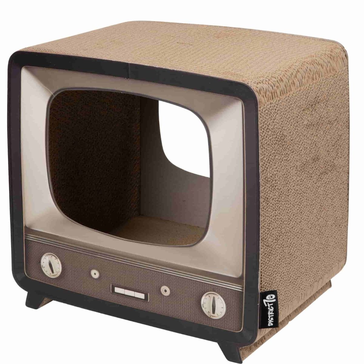 DISTRICT 70 Căsuță de Pisici Telly cu Placă de Zgâriat, 39 x 29 x 37 cm - poza 1