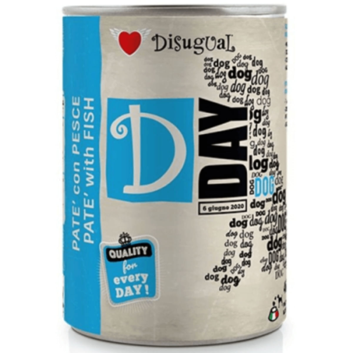DISUGUAL D Day Dog, XS-XL, Pește, conservă hrană umedă fără cereale câini, (pate), 400g - poza 1
