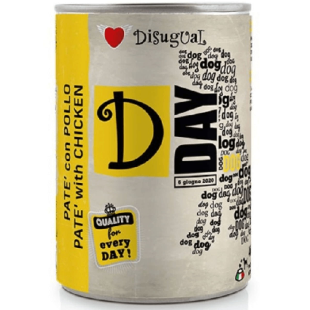 DISUGUAL D Day Dog, XS-XL, Pui, conservă hrană umedă fără cereale câini, (pate), 400g - poza 2