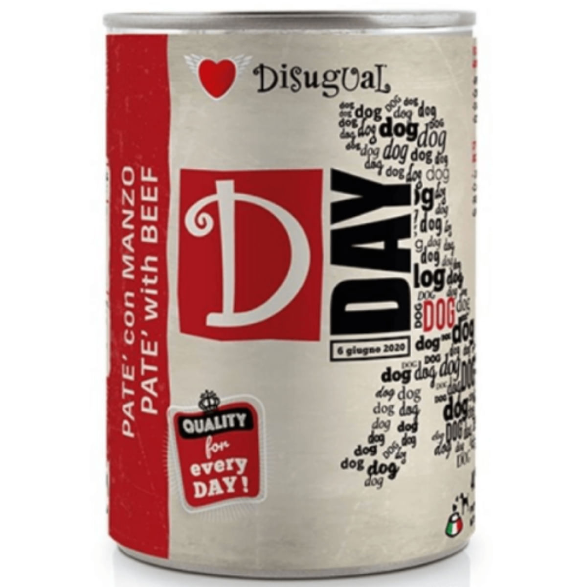 DISUGUAL D Day Dog, XS-XL, Vită, conservă hrană umedă fără cereale câini, (pate), 400g - poza 1