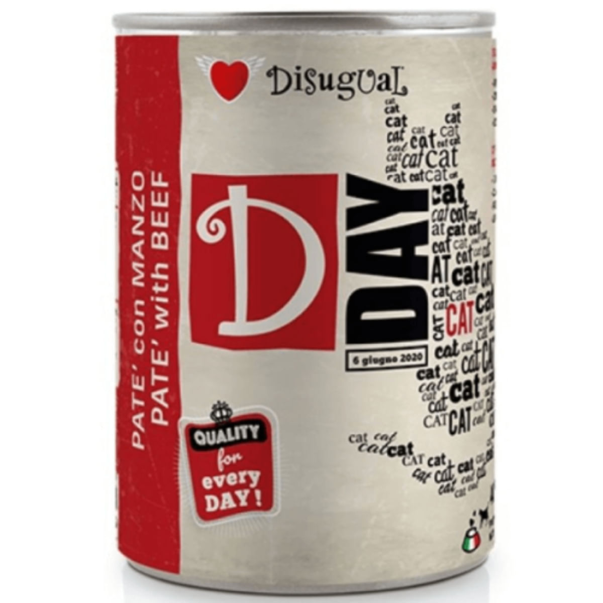 DISUGUAL D Day, Vită, conservă hrană umedă fără cereale pisici, (pate), 400g - poza 1